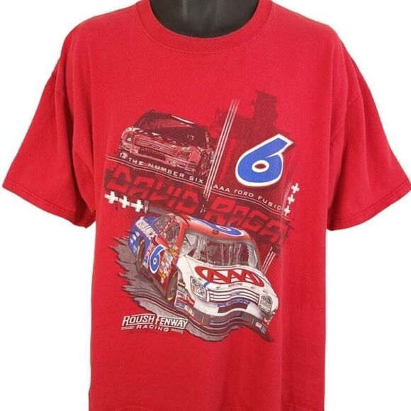 David Ragan NASCAR T Shirt Vintage Y2K Roush Fenway Racing Ford Fusion Mens - Picture 1 of 6